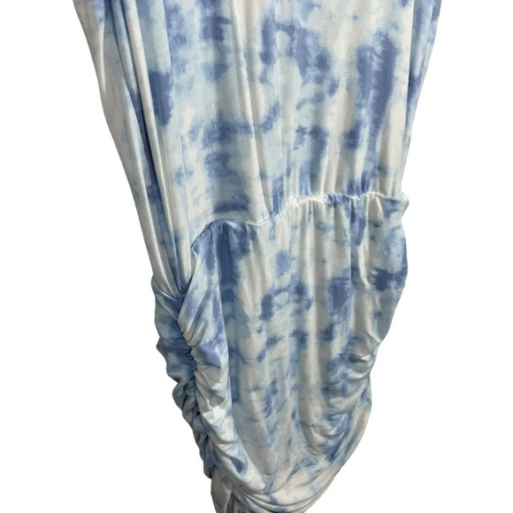 Tart Collections Tie Dye Ruched Tank Dress in Blue/White Size M - Picture 6 of 10